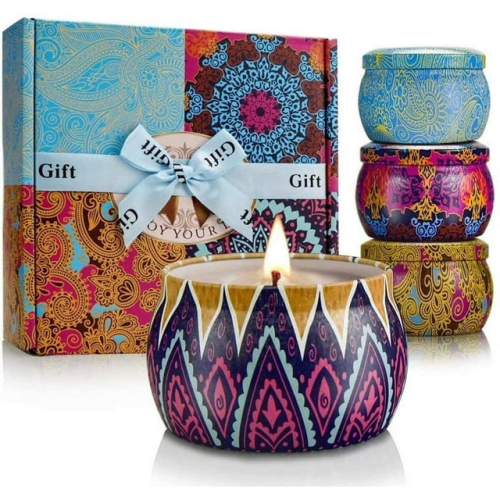 YFYTRE Scented Candles Gift Set, 8% Essential Oil, 4 Pack Aromatherapy Candle, Stress Relief Gifts for Women, Candles for Home Scented YFYTRE Scented Candles Gift Set, 8% Essential Oil, 4 Pack Aromatherapy Candle, Stress Relief Gifts for Women, Candles for Home Scented