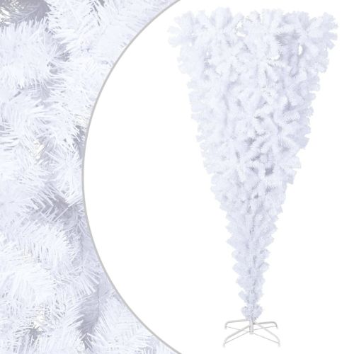 Upside-down Artificial Christmas Tree with Stand White 6 ft