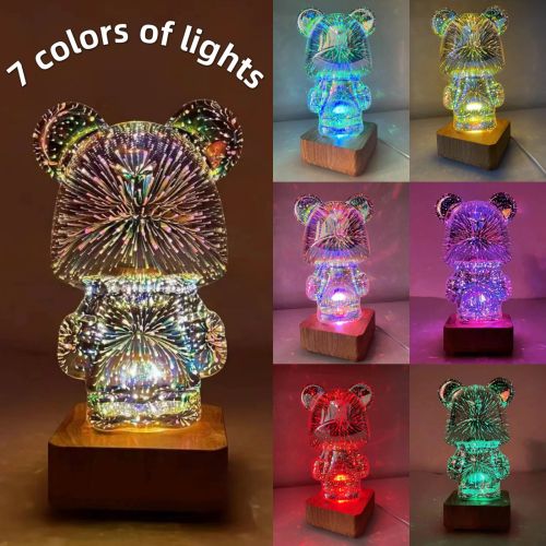 3D Fireworks Bear Night Light RGB Led 7 Color Luminarias Projection Lamp Romantic Gift Bedroom Decor Home Kawaii Desk Decoration 3D Fireworks Bear Night Light RGB Led 7 Color Luminarias Projection Lamp Romantic Gift Bedroom Decor Home Kawaii Desk Decoration