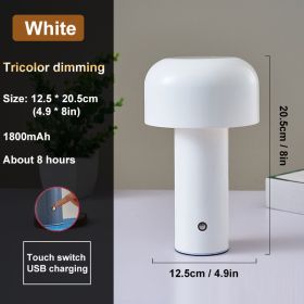 Italian Mushroom Table Lamp Night Light Portable Wireless Touch Rechargeable Desk Light Bedside Table Lamp Bedroom Desktop Decor (Lampshade Color: White, Ships From: China)