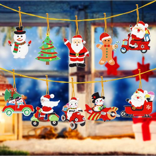 10pcs DIY Diamond Painting Christmas Decorations Xmas Tree Pendant Hanging Ornament Santa Claus Pattern Mosaic Kit Navided Decor 10pcs DIY Diamond Painting Christmas Decorations Xmas Tree Pendant Hanging Ornament Santa Claus Pattern Mosaic Kit Navided Decor